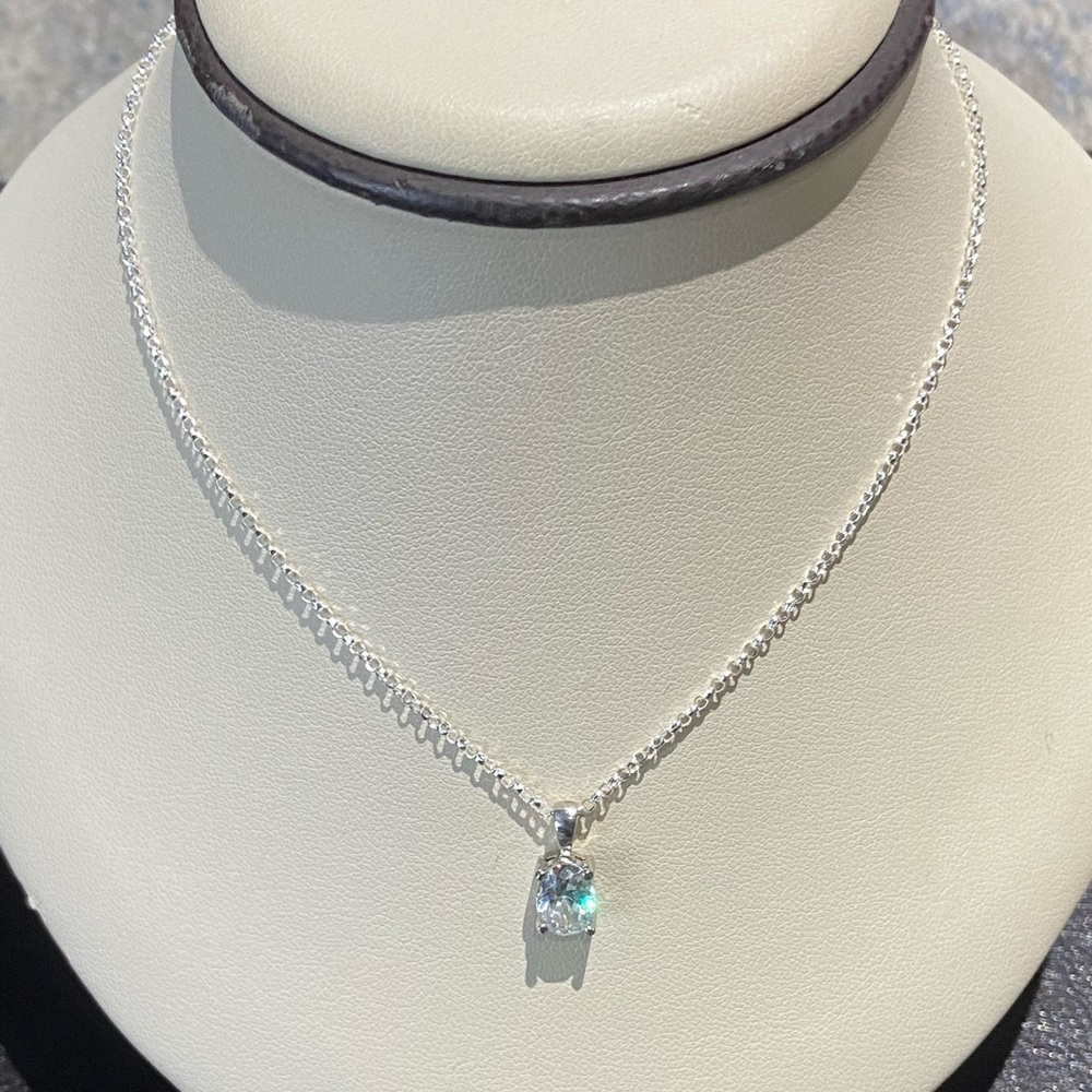 Silver Round Cubic Zirconia Pendant Necklace